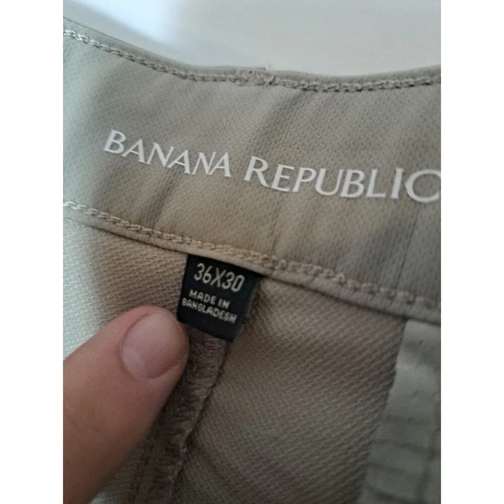 Banana Republic Men's Tan/Beige Pants 36x30 Tapered Mid-Rise Chino Comfort